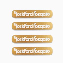 Rockford Fosgate Speaker Badge Aluminum Logo 63.5mm(2.5&Prime;)X12.7mm(0.5&Prime;) GOLD