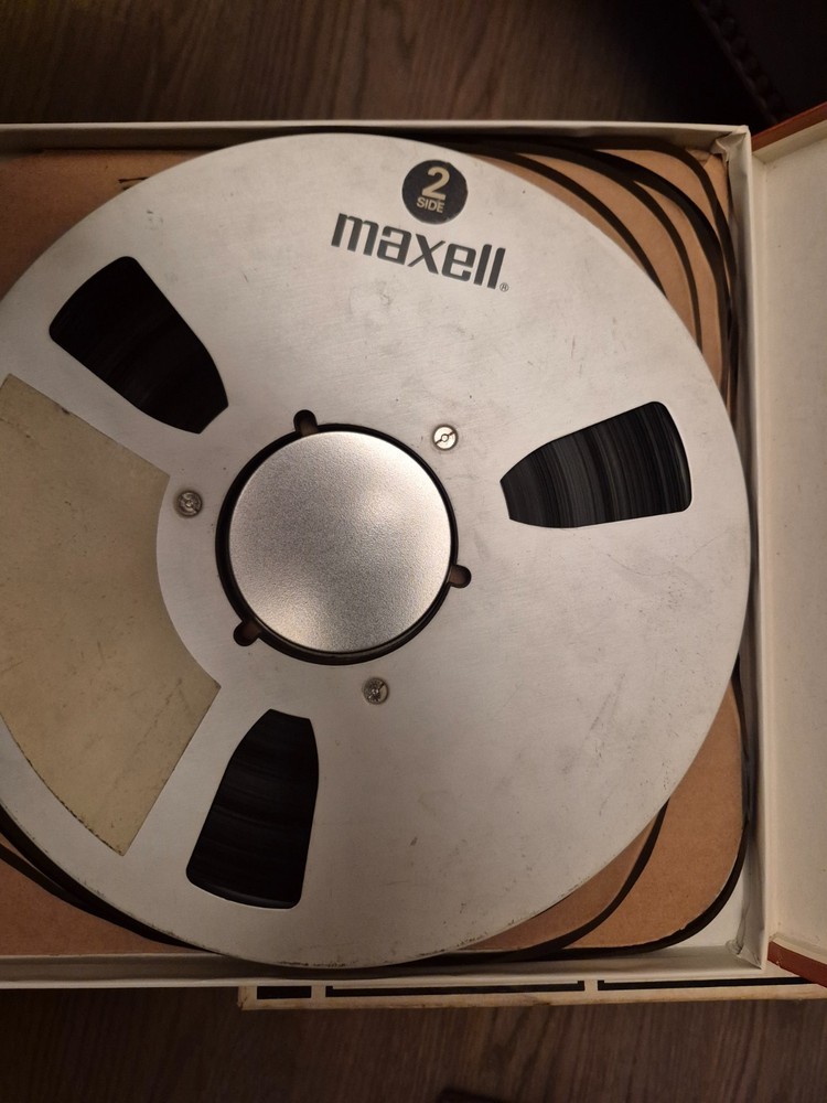 Maxell Metal Reel Sound Recording Tape 10.5” reel 1/4” Prerecorded Scotch Box