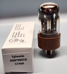 Sylvania JAN-CHS 6SN7WGTA 5746A Brown Base – NOS Performance – 107% Gm – Perfect