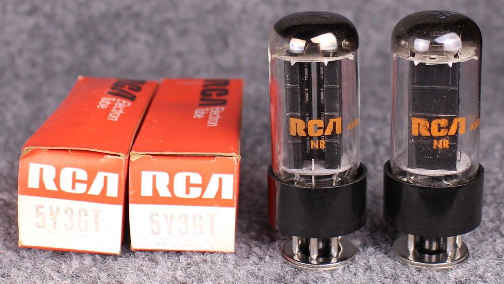 (2) NOS Sylvania (RCA Brand) 5Y3 GT Black Plate Rectifier Tubes ~ MATCHED PAIR!
