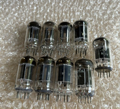 12AU7 9 Vacuum Tubes Long Black Plate, Top Square Getter