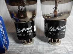 General Electric Used 6L6G Black Glass Vacuum Tubes (2) Amplitrex Tested 86% 90%