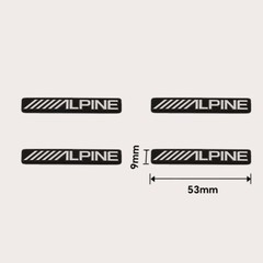 4PCS DIY ALPINE Audio Speaker Aluminum Logo Badge Replacement Piece 53mm X 9mm