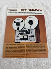 Pioneer RT 1020L Stereo Reel To Reel Sales Brochure Original