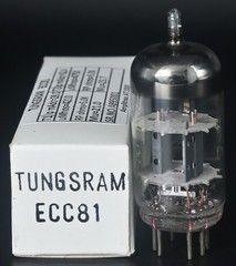 1x 1960s-1970s Tungsram ECC81 Top Ring Getter Made in Hungary Amplitrex Tested