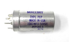 NOS Mallory PFP066.4 1000UF 50VDC 2&Prime; x 1&Prime; Electrolytic Can Capacitor. CC