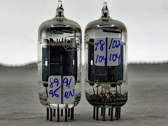 (2) RCA 5963 12AU7 Vacuum Tubes Long Black Plates Foil D Getters Test NOS