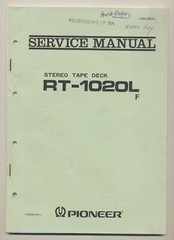 Pioneer Stereo Tape Deck RT-1020L F Service Manual Apr 1973 Japan R42-345-O HTF