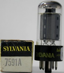 NOS NIB 7591A SYLVANIA Grey Plate « O » Getter Made in USA Amplitrex Tested