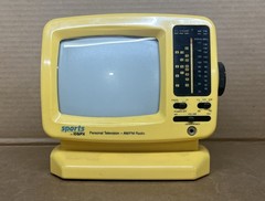 Vintage GPX Portable 5 Inch B/W CRT Retro Gaming TV & AM/FM Radio Yellow