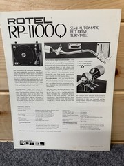 ⭐️Original Rotel RP-1100q Stereo Turntable Dealer Sales Brochure Very Nice!⭐️