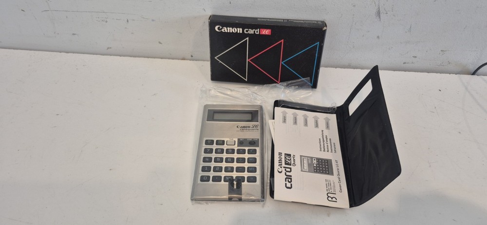 Vintage Canon Card LC-4T Clock Calculator With Manual Case Nos New