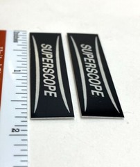 SUPERSCOPE Speaker Badge Logo Emblem Custom Made PAIR Silver Free Shipping