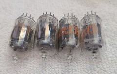 Very Strong Quad RCA 12AU7A Clear Top Grey Plate Side [] Getter