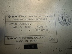 SANYO DCX685 AM/FM Stereo Receiver Graphic EQ Quartz PLL Tested Works Japan