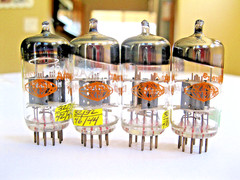 4 12AX7/ECC83 VACUUM TUBES GRAY PLATE O GETTER MATCHED DATE GERMANY TV-7 TESTED