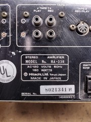 Hitachi HA-330 Stereo Amplifier – Vintage – Modified Power Cord – USED