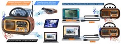 3-In-1 Solar-Powered Retro Radio AM FM SW Bluetooth Speaker USB SD Card MP3 Play