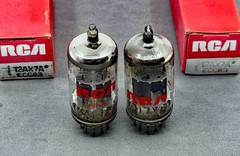 NOS Pair RCA 12AX7A ECC83 Made in Japan Short Gray Plates Tests NOS Amplitrex