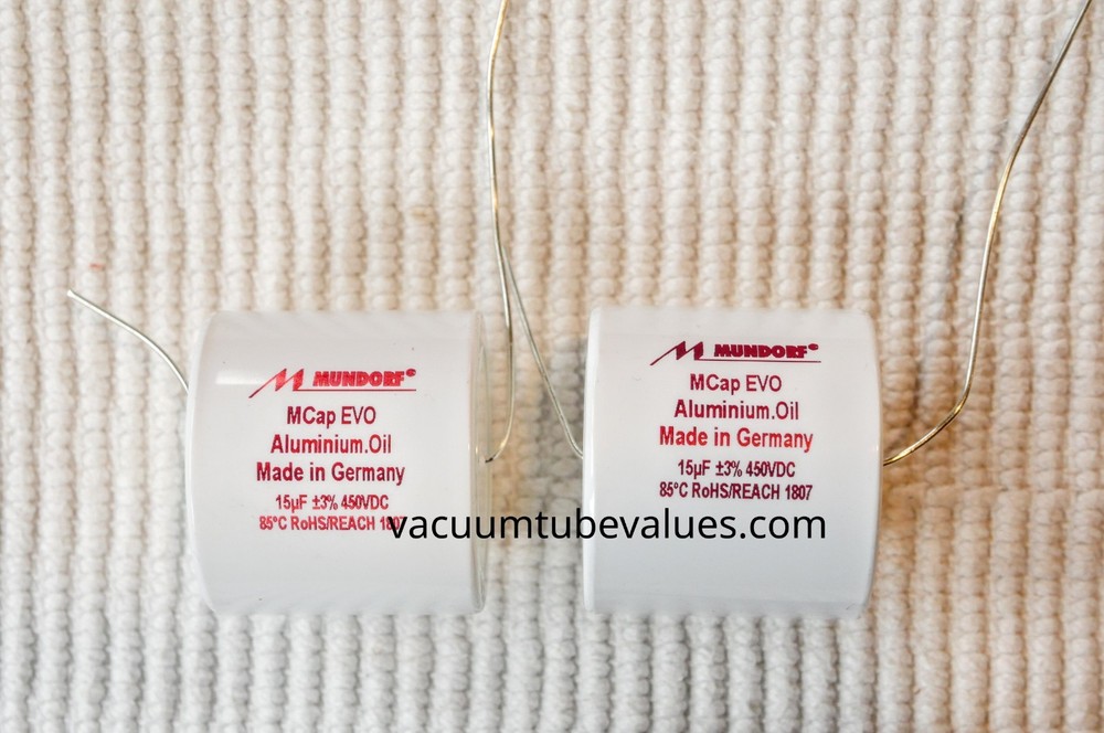 PAIR – TWO -Mundorf MCap EVO Aluminum Oil Capacitor Cap 15uf 15 uf 450VDC