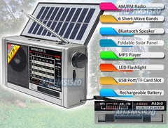 AM/FM Shortwave Solar Radio With Bluetooth Speaker Flashlight MP3 Player