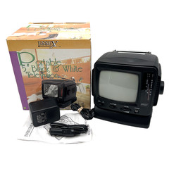 Essex Portable 5&Prime; Black And White Television TV With Power Cable & Box Tested