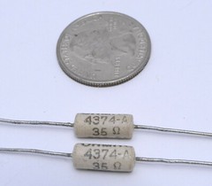 35 OHM 3 1/4 (3.25) WATT QTY-2 OHMITE WIRE WOUND TUBE AMP MIXER RESISTORS