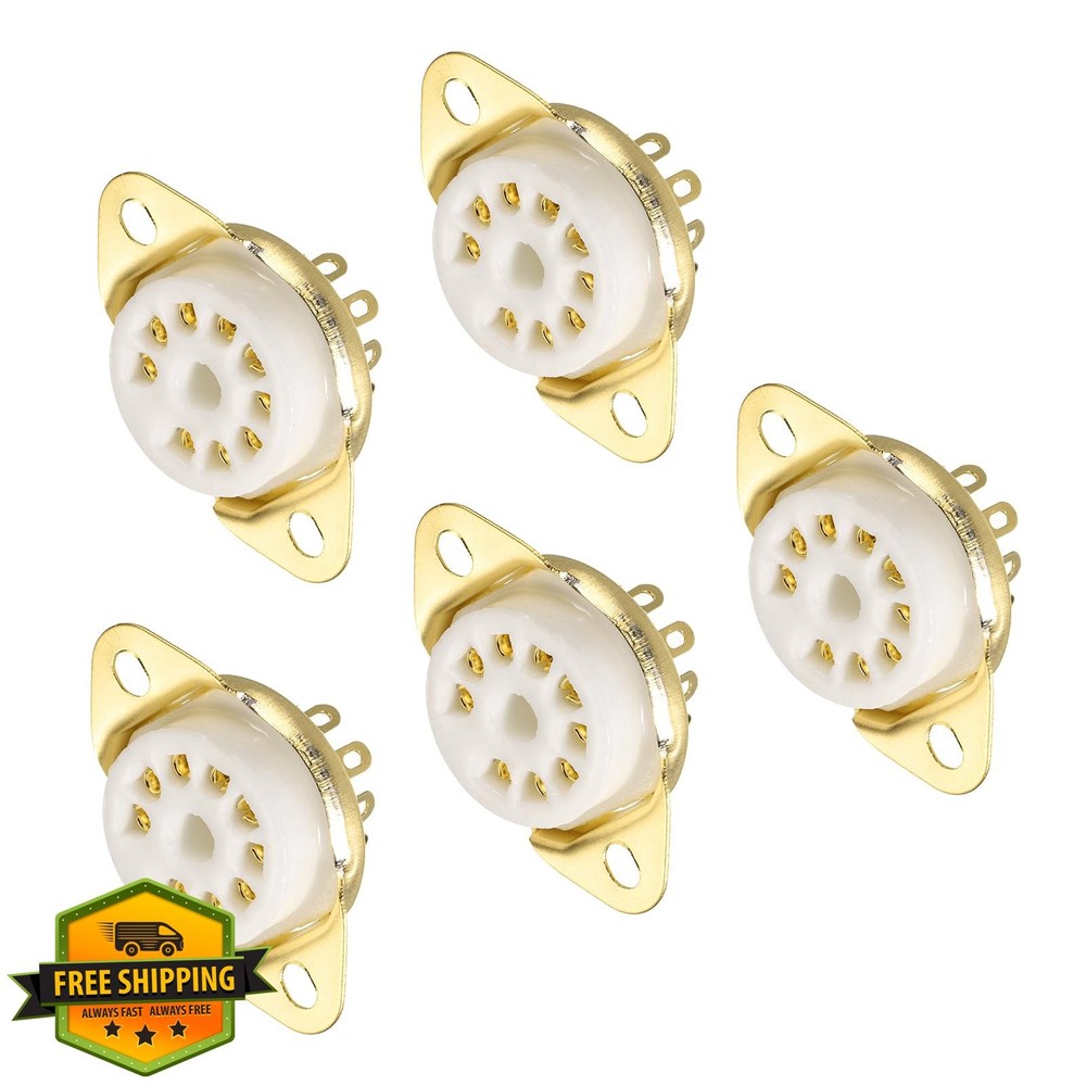 MECCANIXITY 3pk 9-Pin Ceramic Tube Sockets GZC9-D-G