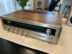 Vintage 1973 onkyo tx-555 receiver champagne gold and walnut veneer collectible