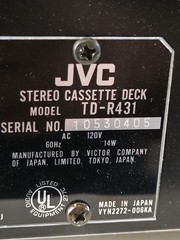 JVC TD-R421 Stereo Cassette Deck Dolby HX Pro Tested Working