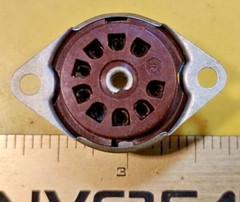 Sylvania® Micanol 9 Pin Tube Socket • Bottom • 3/4&Prime; Hole • 1-1/8&Prime; Hole Centers