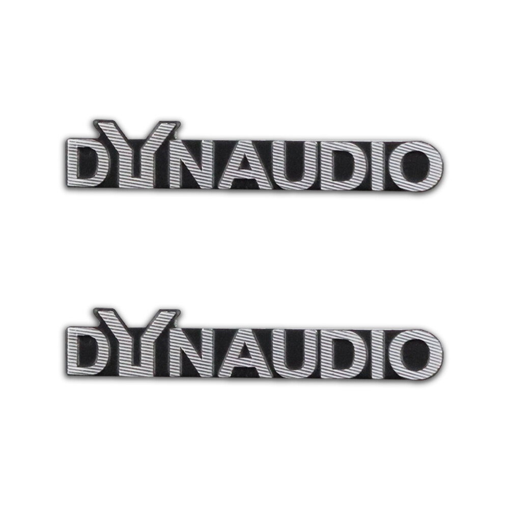 DYNAUDIO silvery metal logo badge replacement piece 30mm(1.18&Prime;)X 6mm(0.23&Prime;)