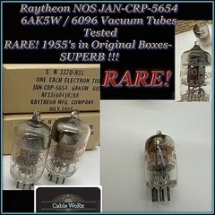 Raytheon NOS PAIR (2) JAN-CRP-5654 6AK5W /6096 Vacuum Tubes Tested (1955) Last-2