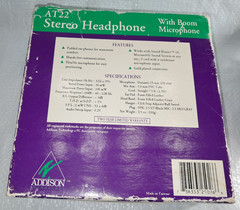 Mint in Box Addison ATT 2 Vintage Stereo Headphone +Boom Microphone Taiwan Made!
