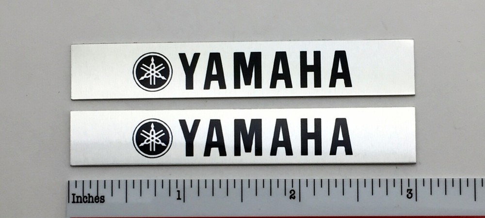 Yamaha Speaker Badge Logo Pair Silver Aluminum
