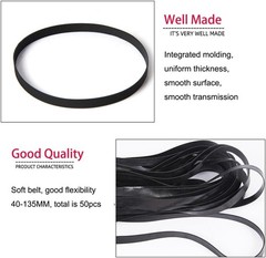 Bulk Pack of 50 Recorder Rubber Belts, 40-135 MM, 3MM Width – Fix Your Cassette