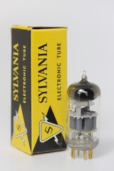 7308 E188CC SYLVANIA J.A.N. AMPLITREX TUBE 6922-UPGRADE D-GETTER GRAY-PLATE 1949