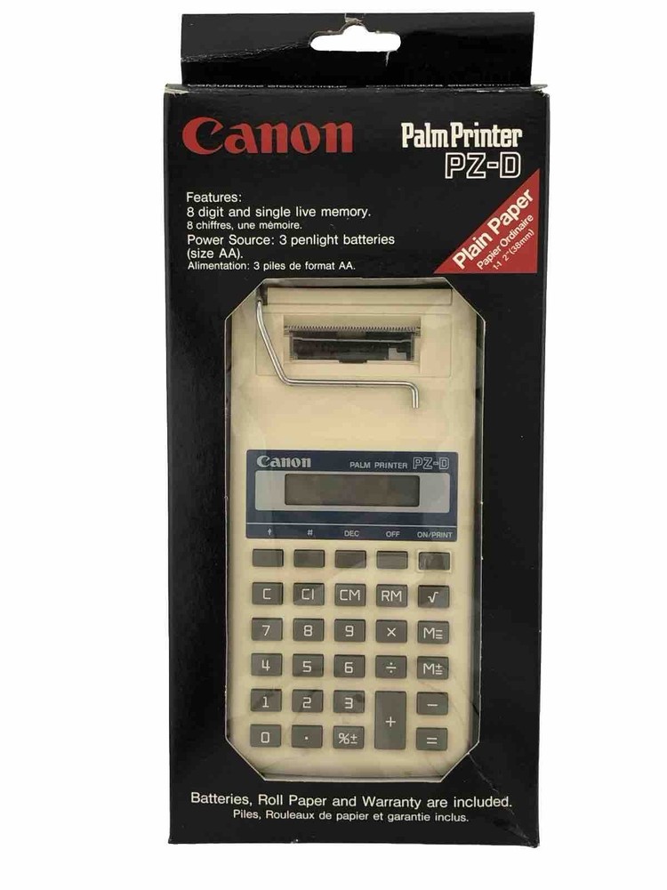 CANON Palm Printer PZ-D – Printing Calculator – Open Box – Vintage – Tested