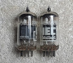 Vintage Pair Mullard Gt. Britain 12AU7A ECC82 Grey Ladder Plate / Top O Getter