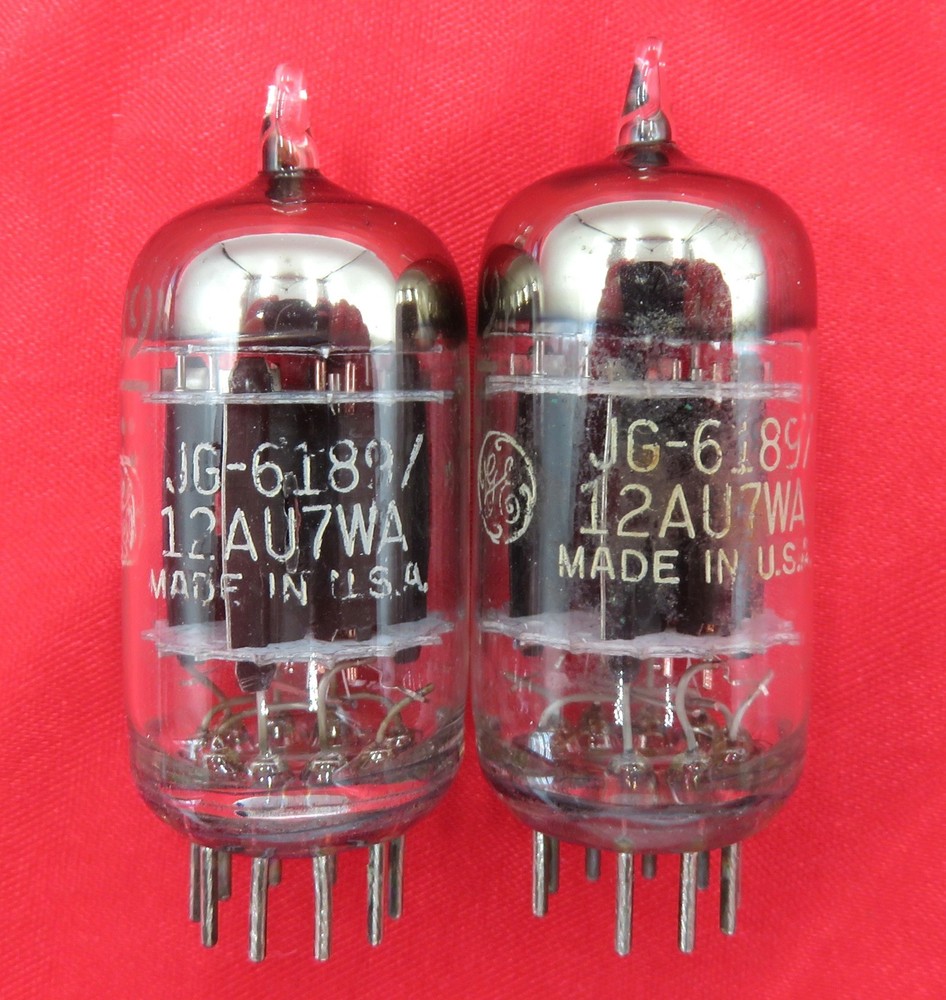 1955 GE JG-6189/12AU7WA PLATINUM+ Black Plate 3X Mica Preamp Tubes Matched Pair