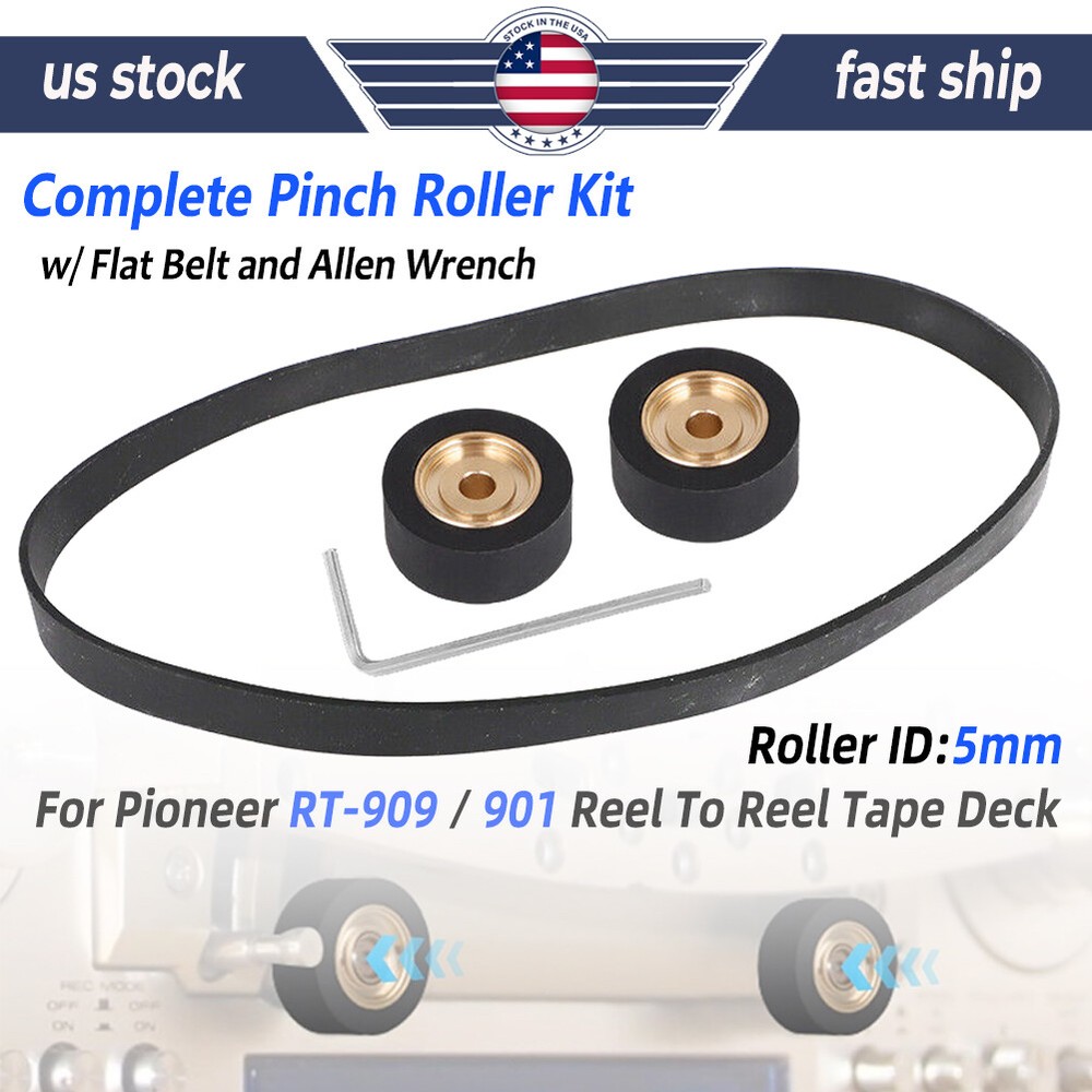 For Pioneer RT-909 RT-901 Reel to Reel Pinch Rollers Assembly & Wrench Flat Belt