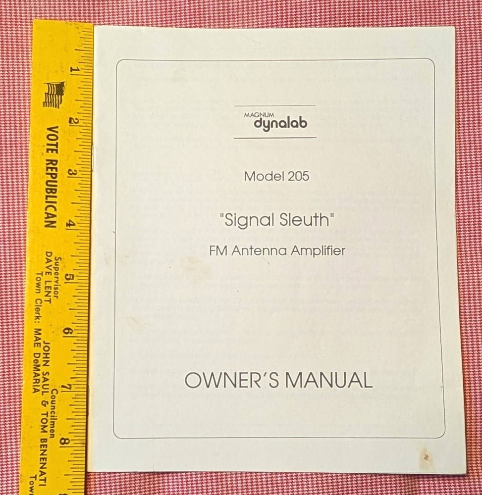 Vintage Manual Magnum dynalab Model 205 « Signal Sleuth » FM antenna amplifier