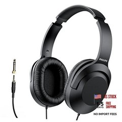 Philips Over Ear Wired Stereo Headphones for Podcasts, Studio One Size Black