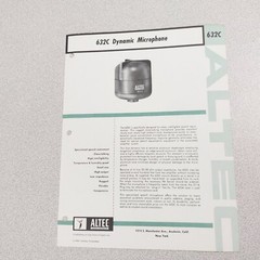 Vintage 60s Altec Spec Sheet 632C Dynamic Microphone Sound Engineers VG READ