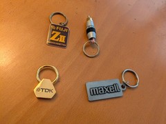 VINTAGE STEREO AUDIO KEYCHAIN Lot of 4 TDK Maxell Fuji Monster Cable Promo