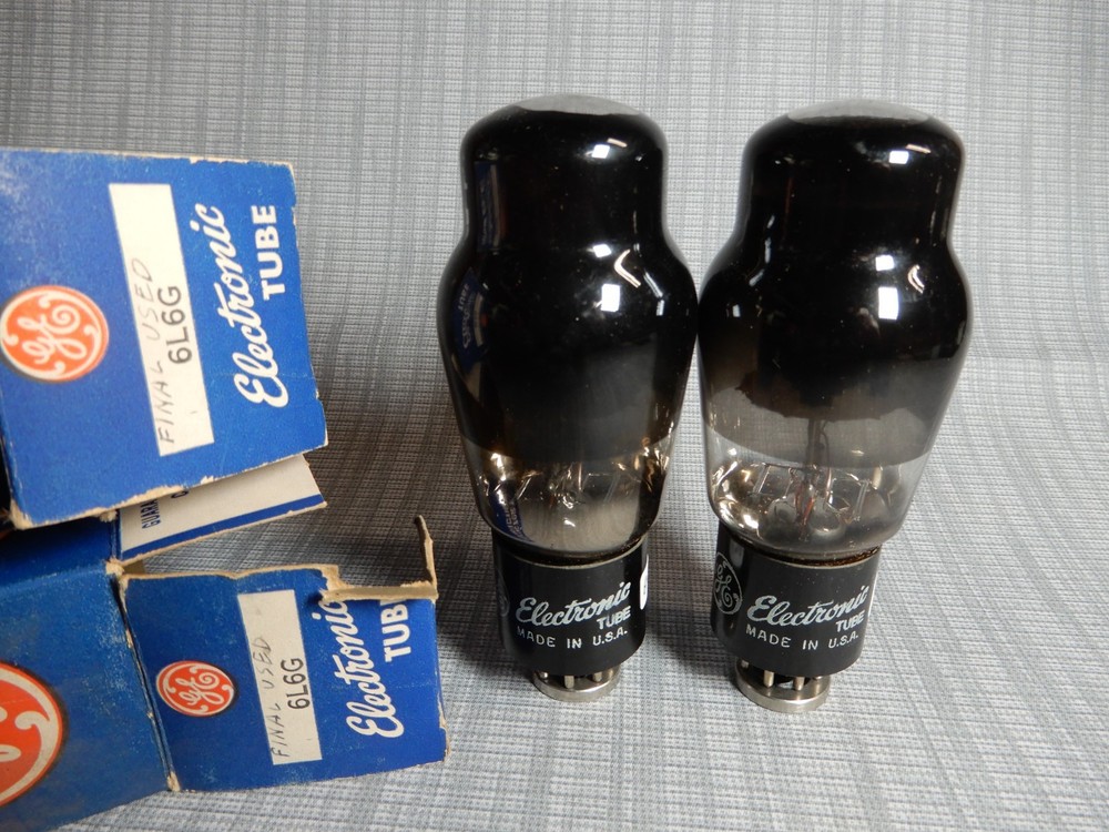 General Electric Used 6L6G Black Glass Vacuum Tubes (2) Amplitrex Tested 86% 90%