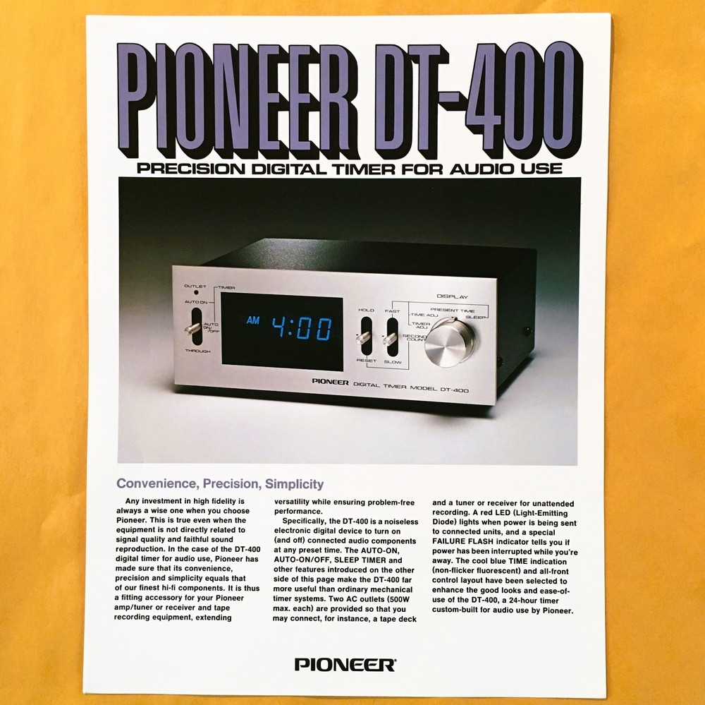 NOS Original Pioneer DT-400 Digital Timer Sales Brochure – Uncirculated