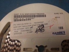 Reel of T495D477M006AS , Cap Tantalum 470uF 6.3V 20% SMD (On Reel)
