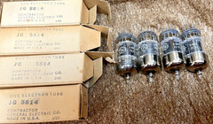 RARE NOS NIB QUAD JG 5814 12AU7 ECC82 TUBES G.E *1953 NEW USA MADE SQUARE GETTER