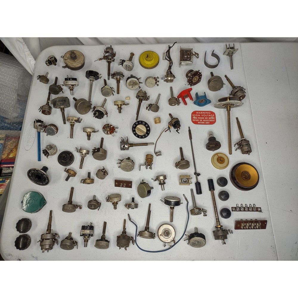 Lot of Vintage TV Radio Amp Repair Parts Knobs Volume Controls Mixed Lot